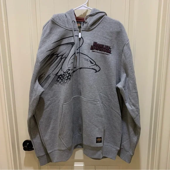 Harley-Davidson Men's 120th Anniversary Zip-Up Hoodie - Heather Gray 96521-23VM - Picture 2 of 11